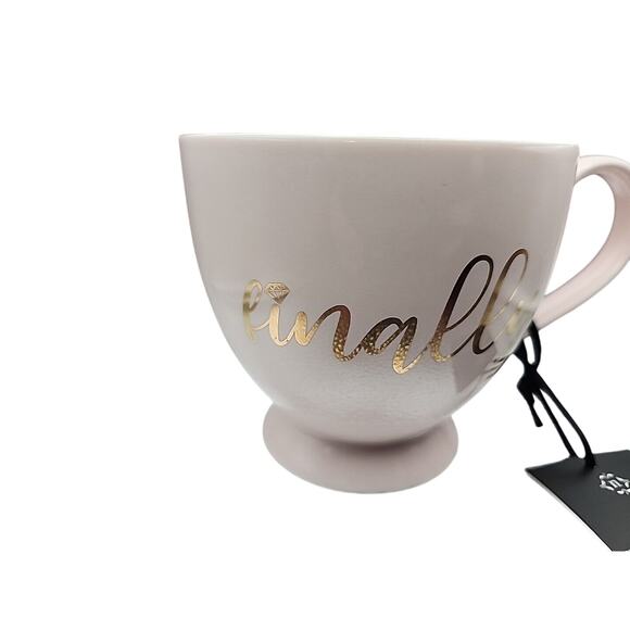 NWT Nanette Lepore Pink Matte "Finally" Footed Coffee Mug Quality Porcelain - Picture 2 of 11